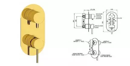Смеситель для душа «Remer» X-Style X92DO золото