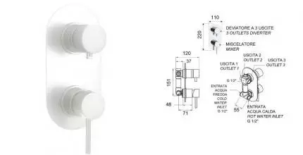 Смеситель для душа «Remer» X-Style X93BO белый матовый