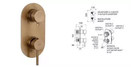 Смеситель для душа «Remer» X-Style X93VO бронза Смеситель для душа «Remer» X-Style X93VO бронза