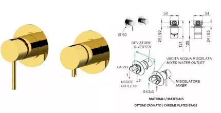 Смеситель для душа «Remer» X-Style X96DO золото