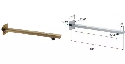 Кронштейн для верхнего душа «Remer» 348Q30VO 34 бронза