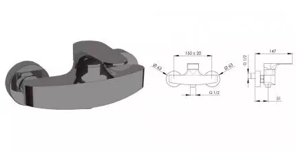 Смеситель для душа «Remer» Class Line L31NP брашированный никель