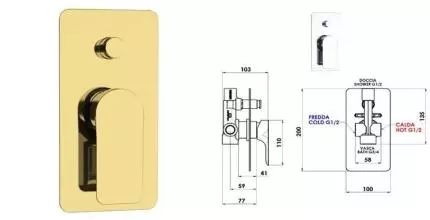 Смеситель для душа «Remer» Infinity i09DO золото Смеситель для душа «Remer» Infinity i09DO золото
