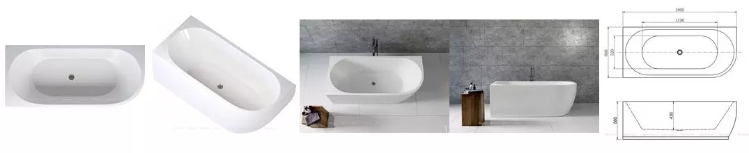 Ванна акриловая «Aquanet» Family Elegant A 180/80 с ножками с сифоном Matt Finish левая Ванна акриловая «Aquanet» Family Elegant A 180/80 с ножками с сифоном Matt Finish левая