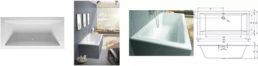 Ванна акриловая «Riho» Rething Cubic 180/80 без опор с сифоном белая Ванна акриловая «Riho» Rething Cubic 180/80 без опор с сифоном белая