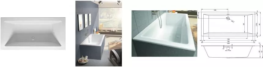 Ванна акриловая «Riho» Rething Cubic 200/90 без опор без сифона белая