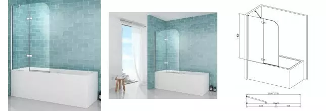 Шторка на ванну стеклянная «Abber» Ewiges Wasser AG51120 120/140 прозрачная/хром универсальная