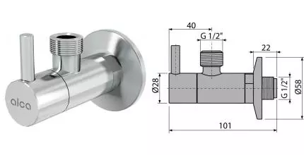 Вентиль бытовой «AlcaPlast» ARV003 1/2"-1/2" с фильтром НР-НР хром