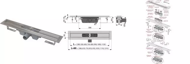 Душевой лоток «AlcaPlast» APZ1S-850 APZ1S-850 боковой выпуск без решетки Душевой лоток «AlcaPlast» APZ1S-850 APZ1S-850 боковой выпуск без решетки