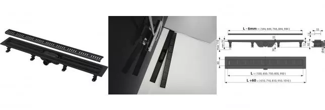 Душевой лоток «AlcaPlast» APZ10BLACK 850 боковой выпуск матовый чёрный Душевой лоток «AlcaPlast» APZ10BLACK 850 боковой выпуск матовый чёрный