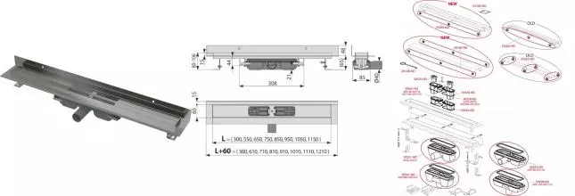 Душевой лоток «AlcaPlast» APZ116-550 Wall Low фиксированный воротник APZ116-550 боковой выпуск без решетки Душевой лоток «AlcaPlast» APZ116-550 Wall Low фиксированный воротник APZ116-550 боковой выпуск без решетки