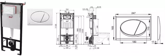 Инсталляция для унитаза с кнопкой «AlcaPlast» AM101/1120-3:1 RU M70-0001