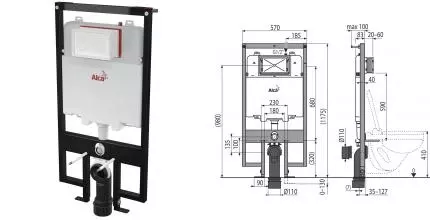 Инсталляция для унитаза «AlcaPlast» Sadromodul Slim AM1101/1200