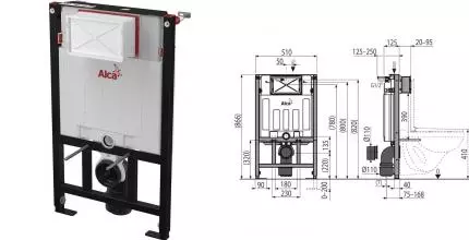 Инсталляция для унитаза «AlcaPlast» Sadromodul AM101/850-0001