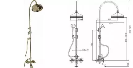 Душевая система «Cezares» LORD-CVD-30-02-Bi бронза