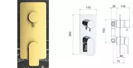 Смеситель для душа «Remer» Infinity I93BG брашированное золото