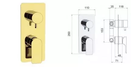 Смеситель для душа «Remer» Infinity I93DO золото Смеситель для душа «Remer» Infinity I93DO золото
