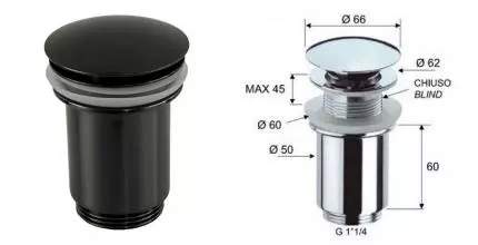 Донный клапан для раковины «Remer» 904CC114CFP с механизмом Клик-Клак чёрный хром