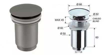 Донный клапан для раковины «Remer» 904CC114NPO с механизмом Клик-Клак матовый никель