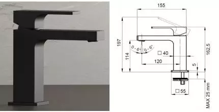 Смеситель для раковины «Remer» Absolute AU11NO чёрный матовый Смеситель для раковины «Remer» Absolute AU11NO чёрный матовый