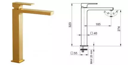 Смеситель для раковины «Remer» Absolute AU11LDO золото