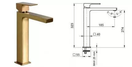 Смеситель для раковины «Remer» Absolute AU11LVO бронза