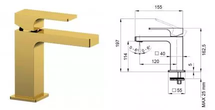 Смеситель для раковины «Remer» Absolute AU12DO золото