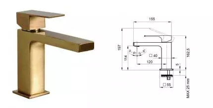 Смеситель для раковины «Remer» Absolute AU12VO бронза