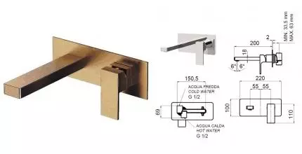 Смеситель для раковины «Remer» Absolute AU15VO бронза Смеситель для раковины «Remer» Absolute AU15VO бронза