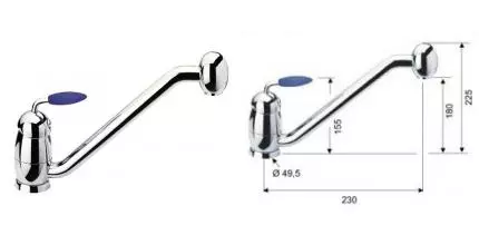 Смеситель для кухонной мойки «Remer» B40 хром/синий Смеситель для кухонной мойки «Remer» B40 хром/синий