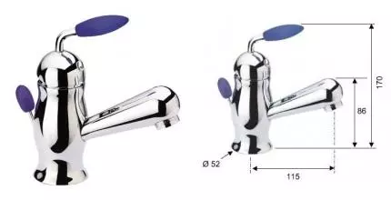Смеситель для раковины «Remer» B10 с донным клапаном хром/синий Смеситель для раковины «Remer» B10 с донным клапаном хром/синий