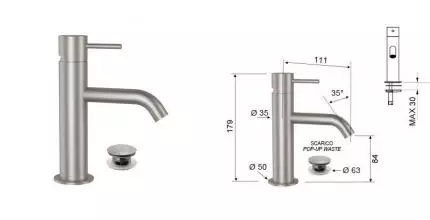 Смеситель для раковины «Remer» X-Style SSX10B с донным клапаном шлифованная сталь Смеситель для раковины «Remer» X-Style SSX10B с донным клапаном шлифованная сталь