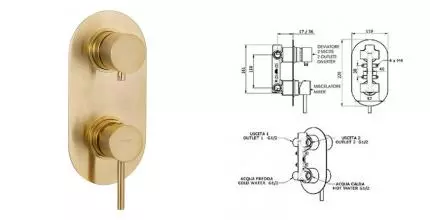 Смеситель для душа «Remer» X-Style X92BG брашированное золото