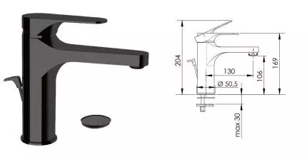 Смеситель для раковины «Remer» Class Line L10LNP с донным клапаном брашированный никель