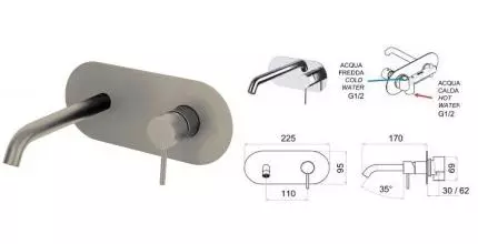 Смеситель для раковины «Remer» X-Style X15NPO брашированный никель