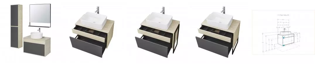 Мебель для ванной подвесная «Aquaton» Лофт Урбан 80 графит/дуб орегон