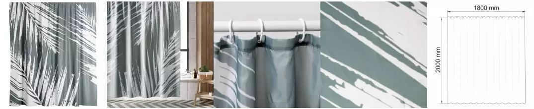 Штора для ванной «WasserKRAFT» Lopau SC-60101 180/200 зелёная Штора для ванной «WasserKRAFT» Lopau SC-60101 180/200 зелёная