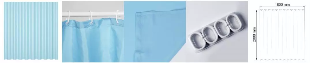 Штора для ванной «WasserKRAFT» Oder SC-30201 180/200 голубая Штора для ванной «WasserKRAFT» Oder SC-30201 180/200 голубая