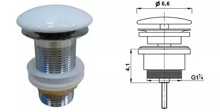 Донный клапан для раковины «Vincea» DBS-216 с механизмом Клик-Клак белый