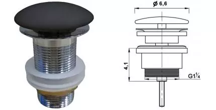 Донный клапан для раковины «Vincea» DBS-216MB с механизмом Клик-Клак чёрный матовый