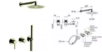 Душевая система «Remer» X-Style X96S02DO золото