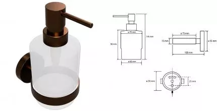 Дозатор для мыла «Bemeta» Amber 155109102 на стену coffee gold Дозатор для мыла «Bemeta» Amber 155109102 на стену coffee gold