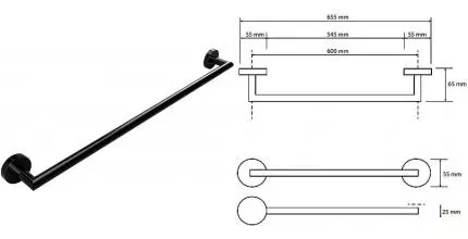 Полотенцедержатель «Bemeta» Hematit 159204042 на стену чёрный