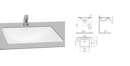 Раковина «Vitra» S50 48 5339B003-0012 фарфоровая белая Раковина «Vitra» S50 48 5339B003-0012 фарфоровая белая