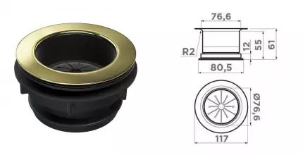 Горловина измельчителя «Omoikiri» Nagare NA-04-LG светлое золото