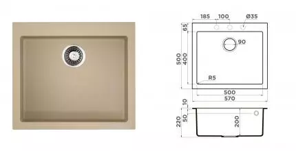 Мойка для кухни «Omoikiri» Bosen 57 CH 57/50 искусственный камень шампань