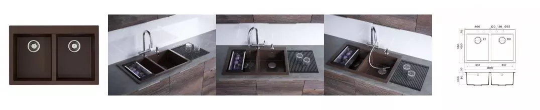 Мойка для кухни «Omoikiri» Bosen 80 2 DC 80/53 искусственный камень тёмный шоколад Мойка для кухни «Omoikiri» Bosen 80 2 DC 80/53 искусственный камень тёмный шоколад