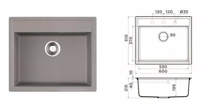 Мойка для кухни «Omoikiri» Daisen 60 GR 60/51 искусственный камень leningrad grey