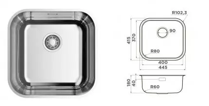 Мойка для кухни «Omoikiri» Omi 44 U/IF IN Quadro 45/45 нержавеющая сталь