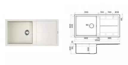 Мойка для кухни «Omoikiri» Sumi 100 WH 100/50 искусственный камень белая универсальная